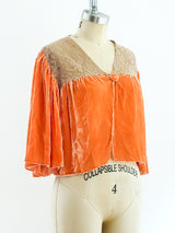 1920's Peach Velvet and Lace Top Jacket arcadeshops.com