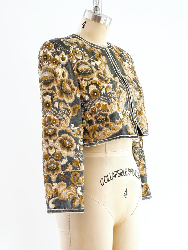 Bill Blass Sequin Cropped Jacket Jacket arcadeshops.com