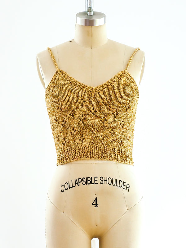 Gold Metallic Knit Tank Top arcadeshops.com