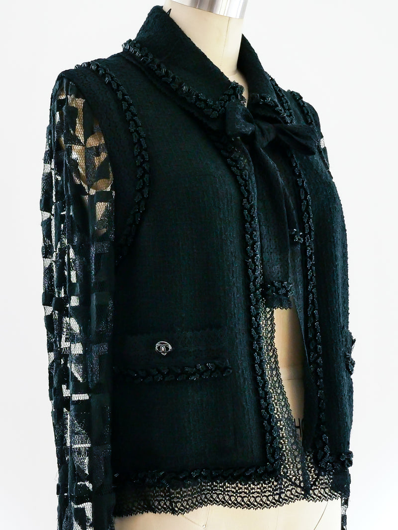 Chanel Lace Sleeved Boucle Jacket Jacket arcadeshops.com