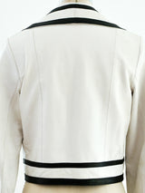 1970's White Leather Jacket with Black Trim Jacket arcadeshops.com