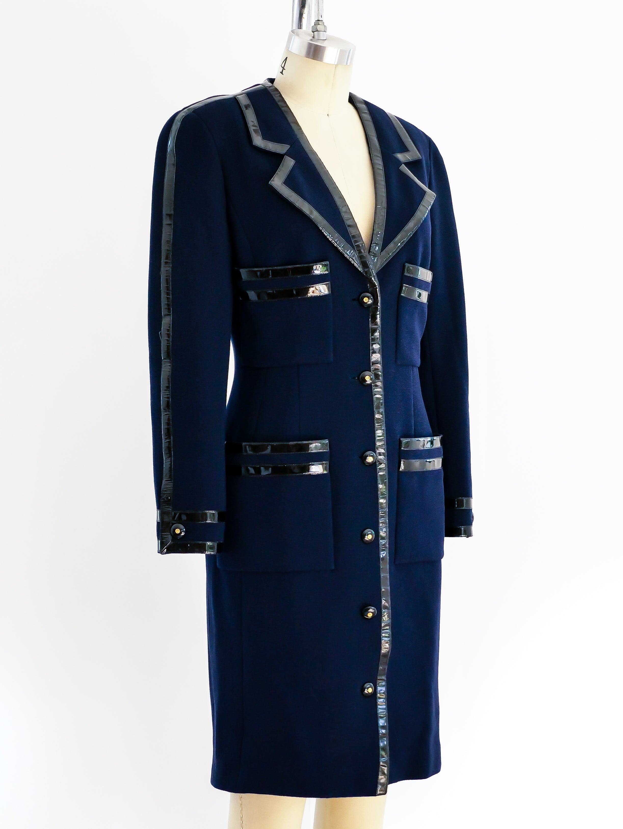 Chanel Coat Dress with Patent Trim