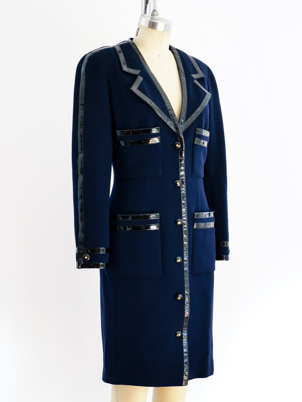 Chanel Coat Dress with Patent Trim Jacket arcadeshops.com