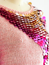 Pink Pailette Embellished Sweater Top arcadeshops.com