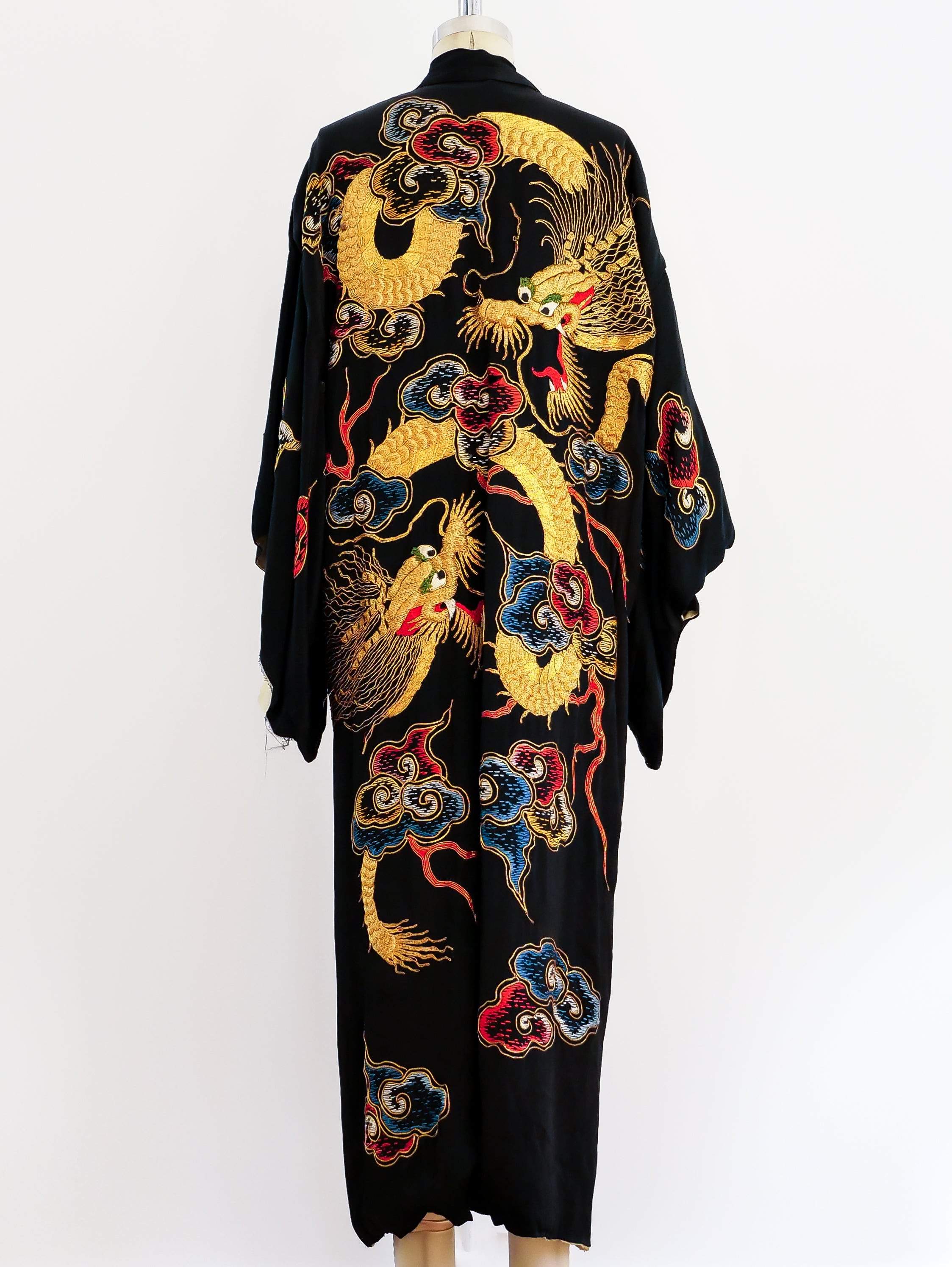 Golden Dragon Embroidered Silk Robe