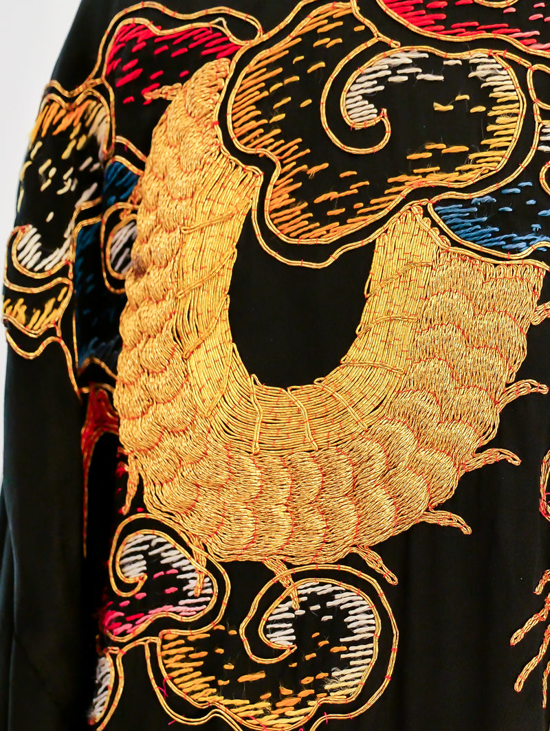 Golden Dragon Embroidered Silk Robe Jacket arcadeshops.com
