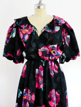 Dark Floral Ruffle Dress Dress arcadeshops.com