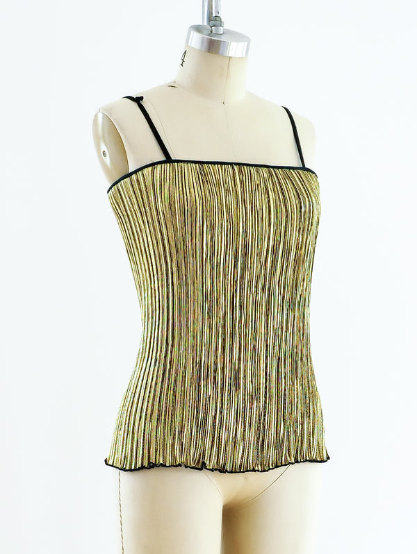 Gold Pleated Tank Top arcadeshops.com
