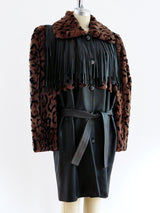 Yves Saint Laurent Fringed Leather and Fur Coat Jacket arcadeshops.com