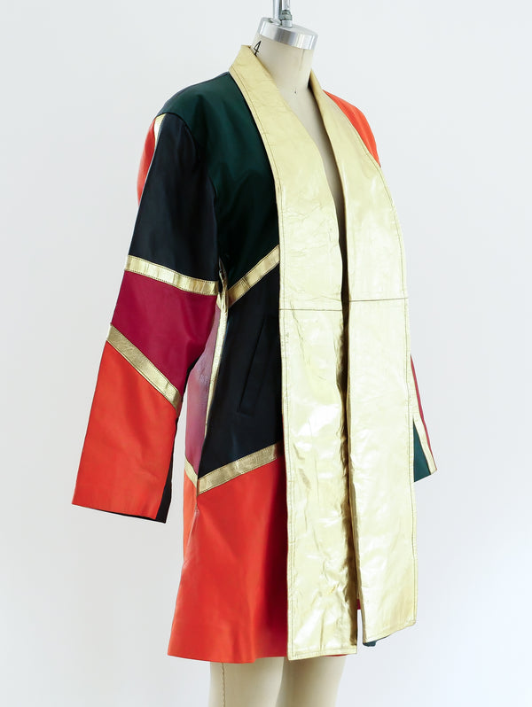 Colorblock Leather Jacket Jacket arcadeshops.com