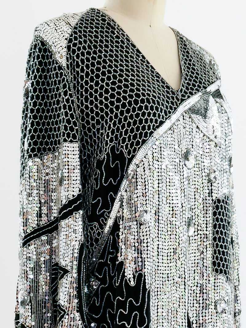 Silver Sequin Embellished Dress Dress arcadeshops.com