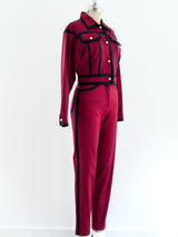Complice Wine Suit with Navy Trim Suit arcadeshops.com