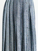 Metallic Silver Pleated Maxi Skirt Bottom arcadeshops.com