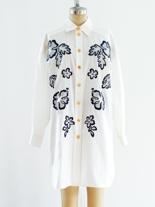 Escada Leaf Embroidered Shirt Top arcadeshops.com