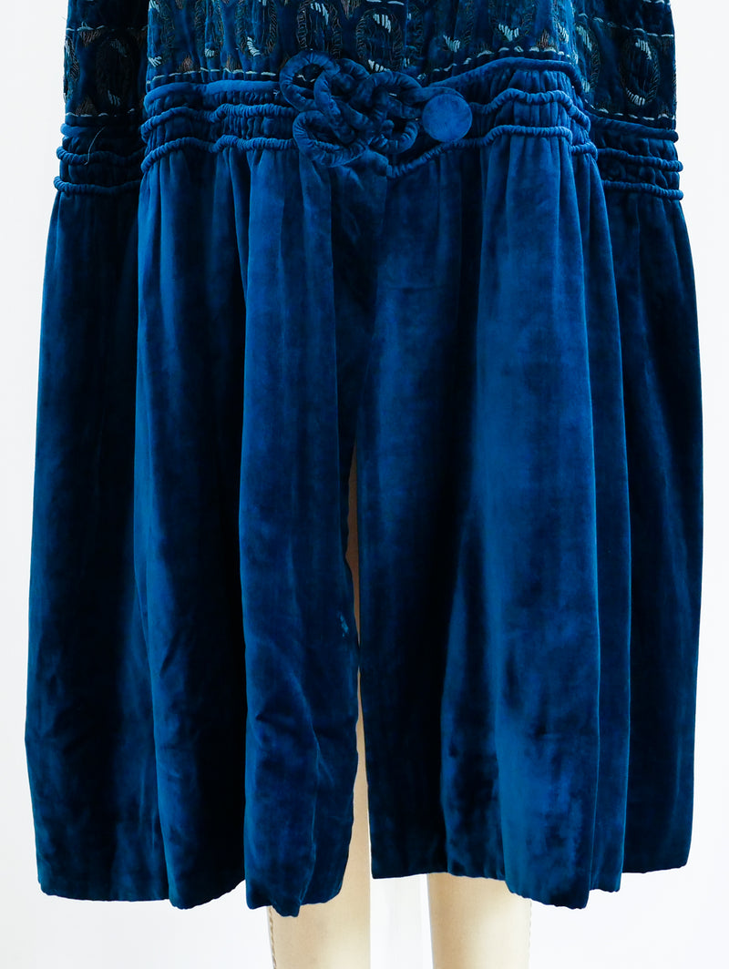 1920's Peacock Blue Velvet Cape Jacket arcadeshops.com