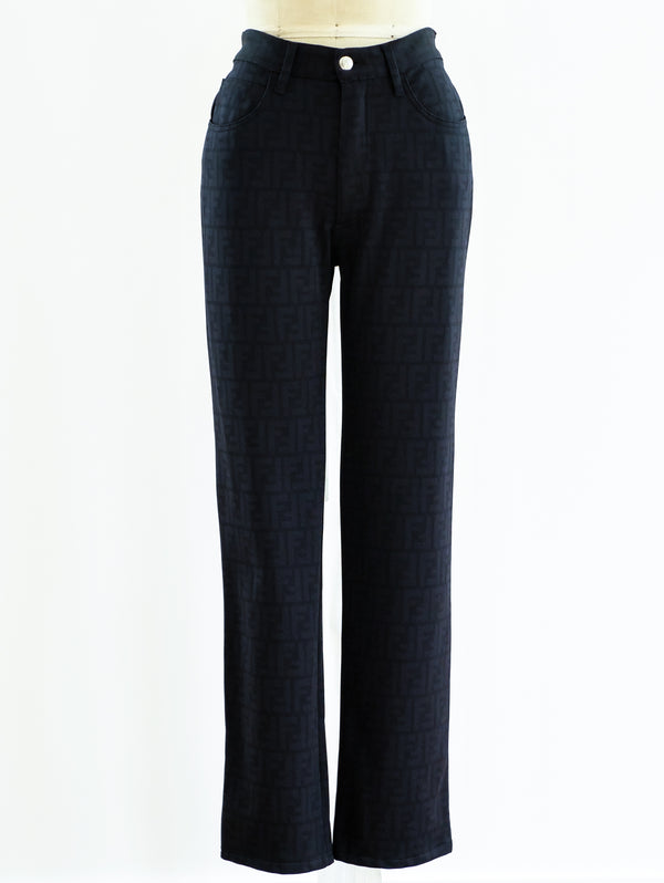 Fendi Black Zucca Logo Pants Bottom arcadeshops.com