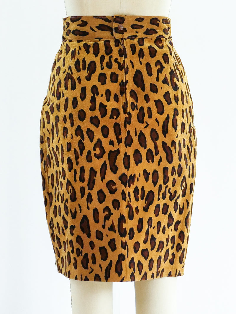 Leopard Print Suede Skirt Bottom arcadeshops.com