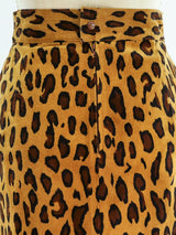 Leopard Print Suede Skirt Bottom arcadeshops.com