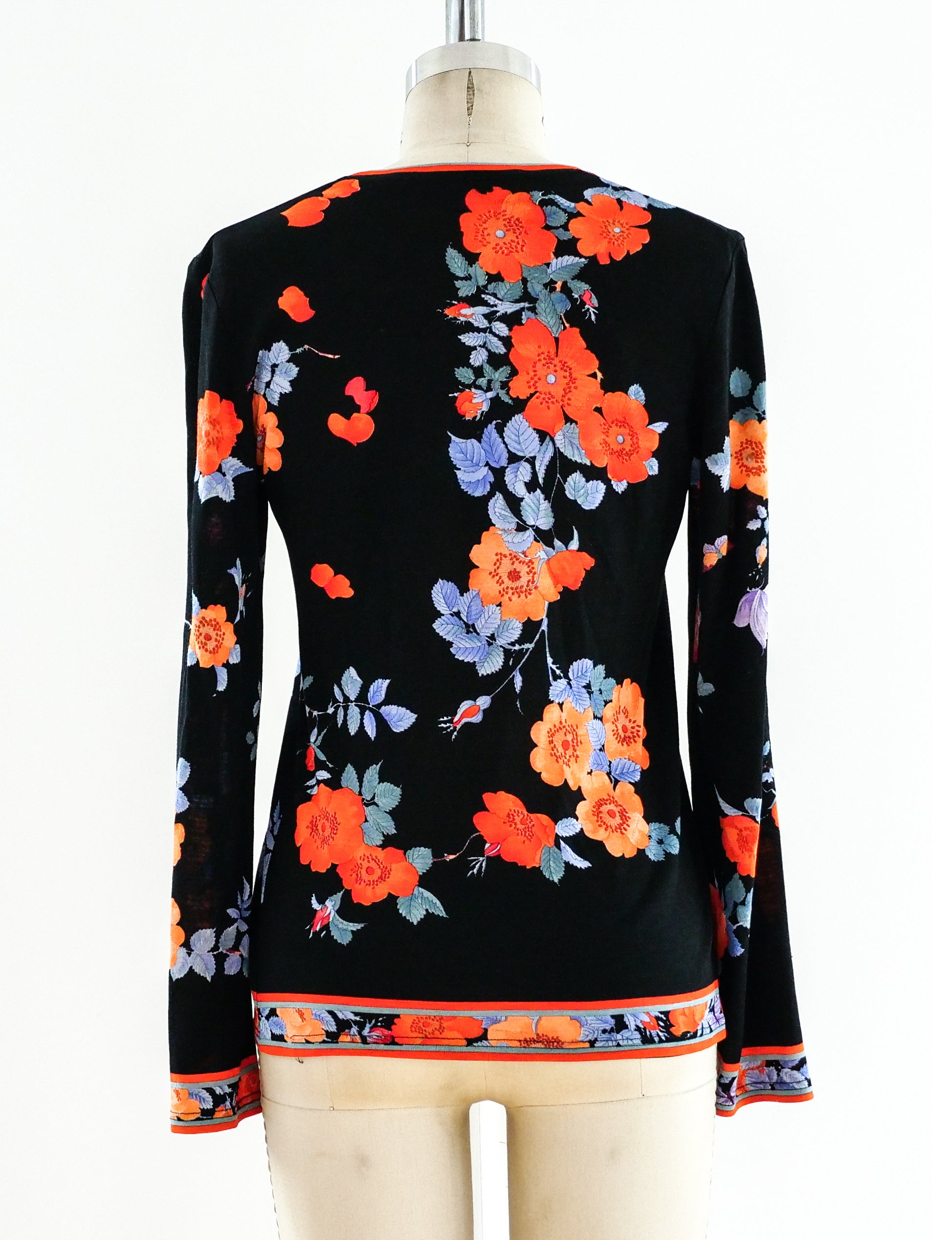 Leonard Paris Floral Jersey Long Sleeve Top