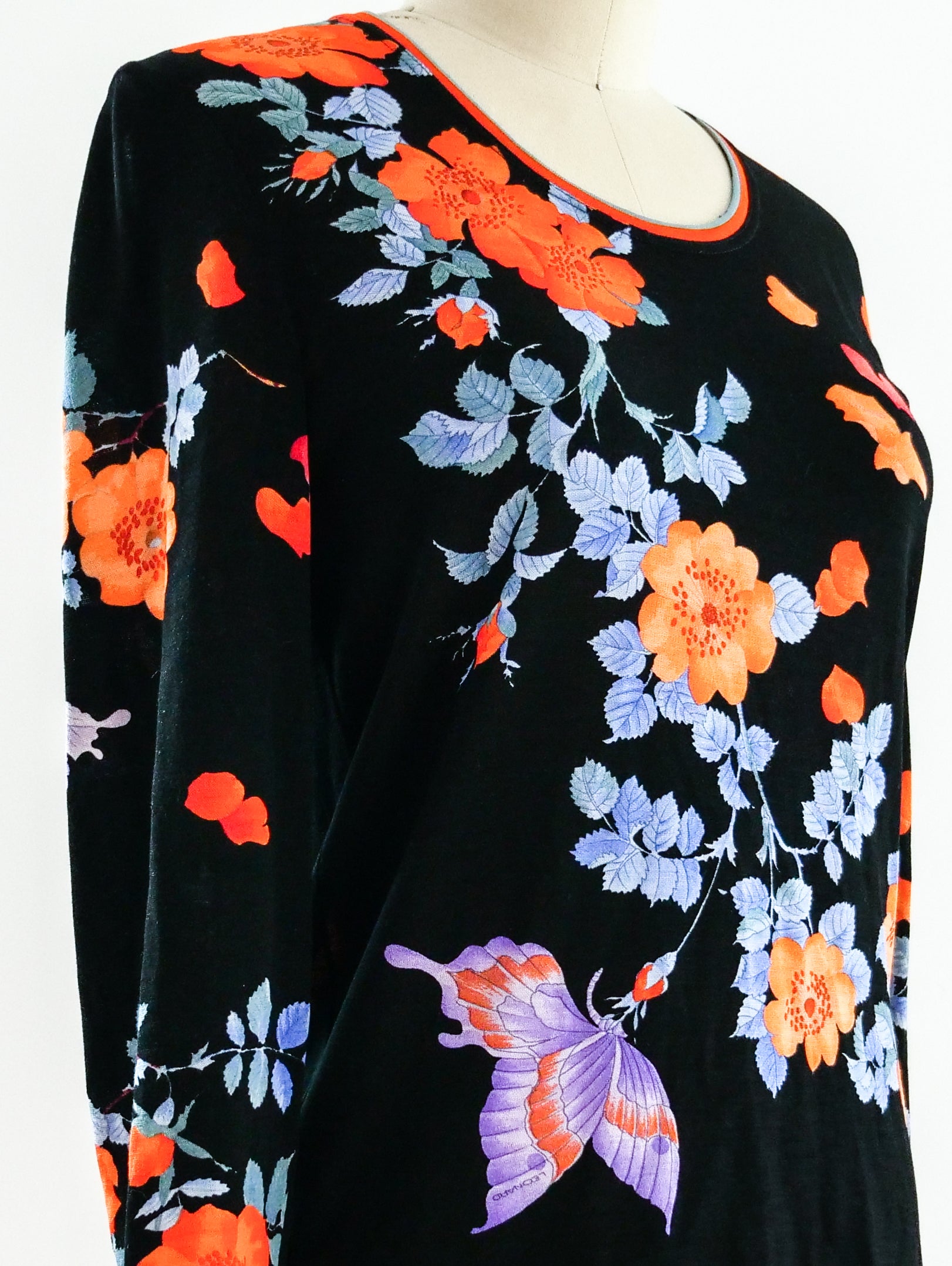 Leonard Paris Floral Jersey Long Sleeve Top