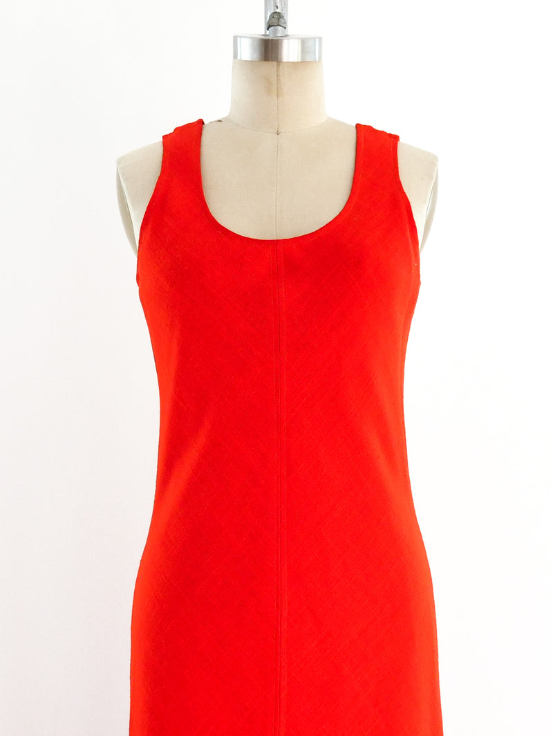 Anne Klein Red Linen Maxi Dress Dress arcadeshops.com
