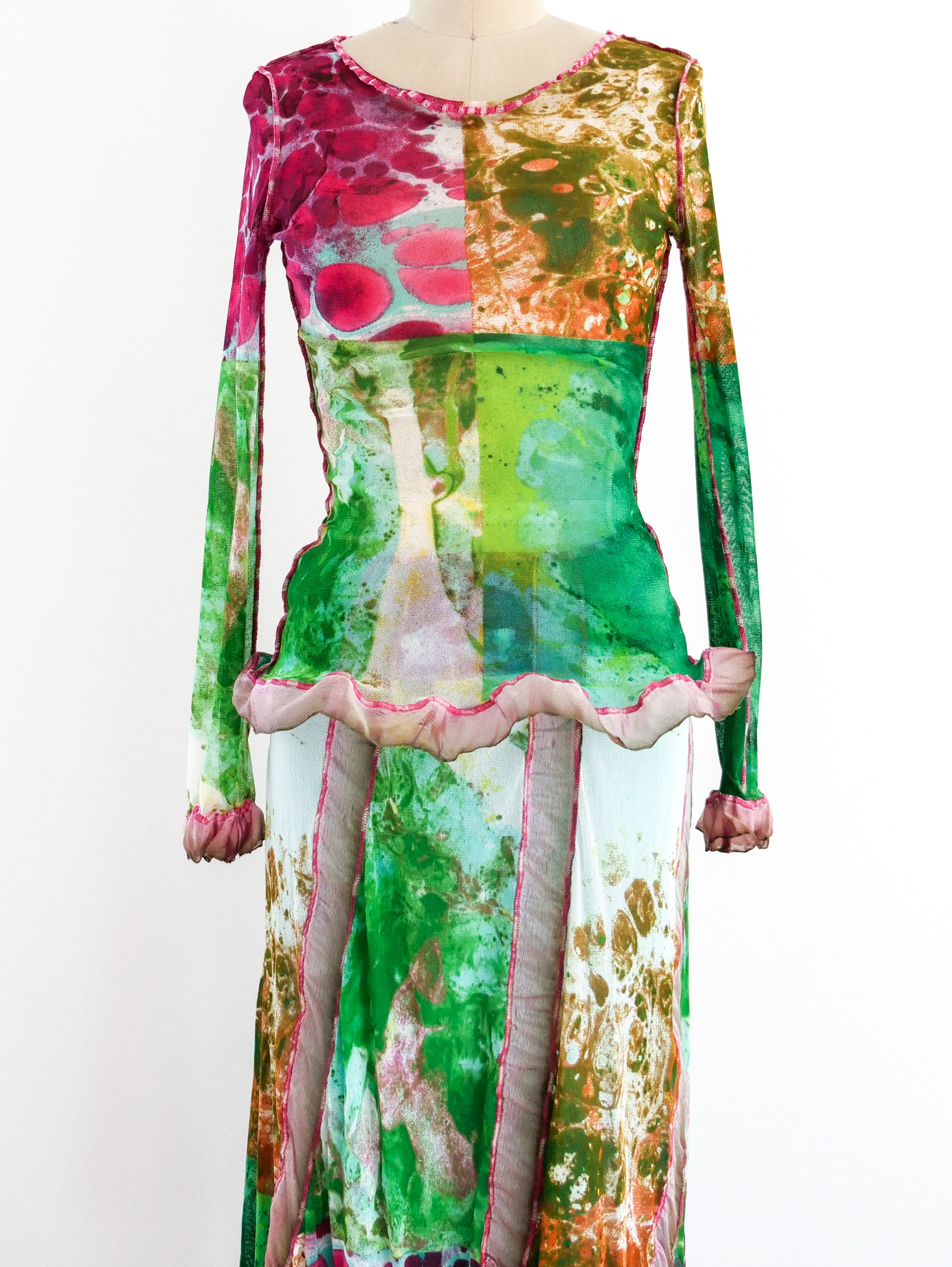 Jean Paul Gaultier Marble Printed Mesh Ensemble Jean Paul Gaultier Marble Printed Mesh Ensemble