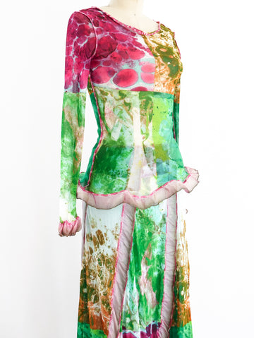 Jean Paul Gaultier Marble Printed Mesh Ensemble