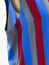 Vertical Stripe Sleeveless Silk Blouse Top arcadeshops.com