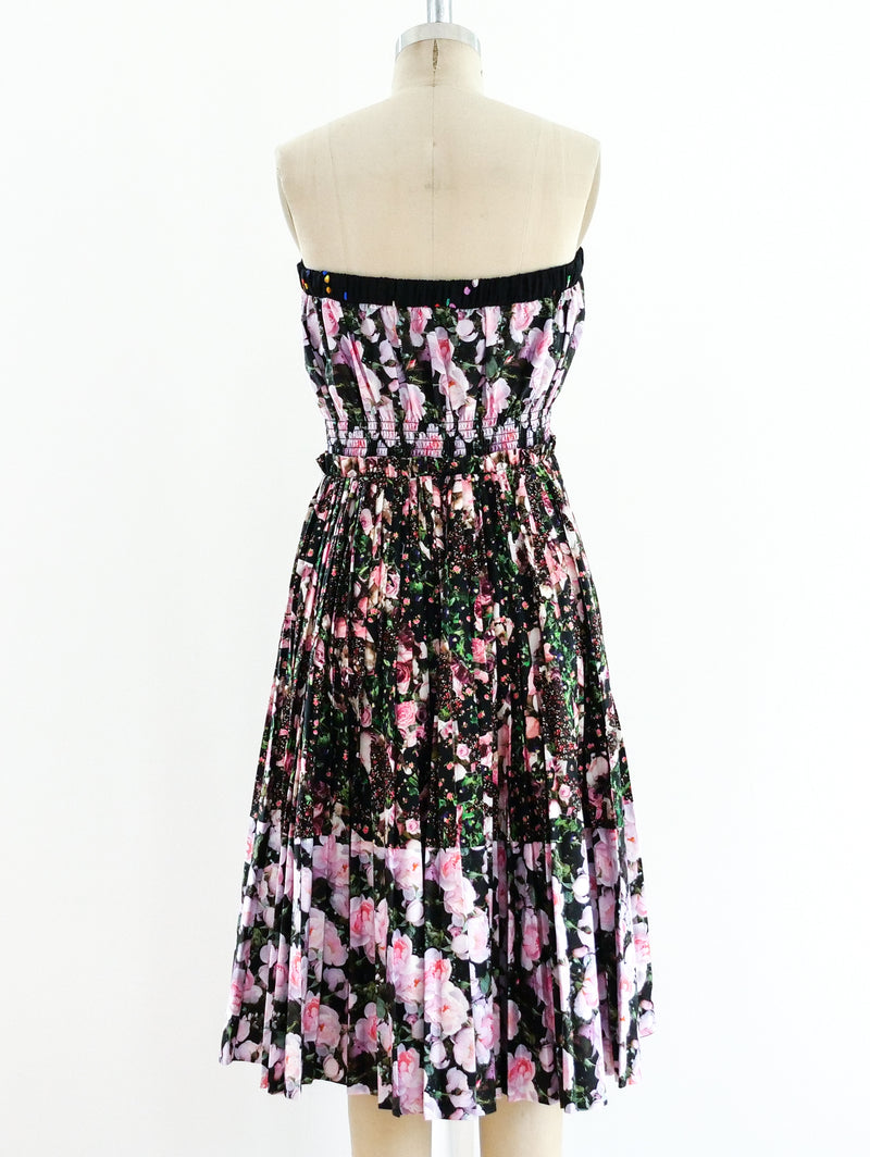 Givenchy Pleated Floral Strapless Dress Dress arcadeshops.com
