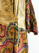 1920's Gold Lame Opera Coat with Floral Embroidery Jacket arcadeshops.com