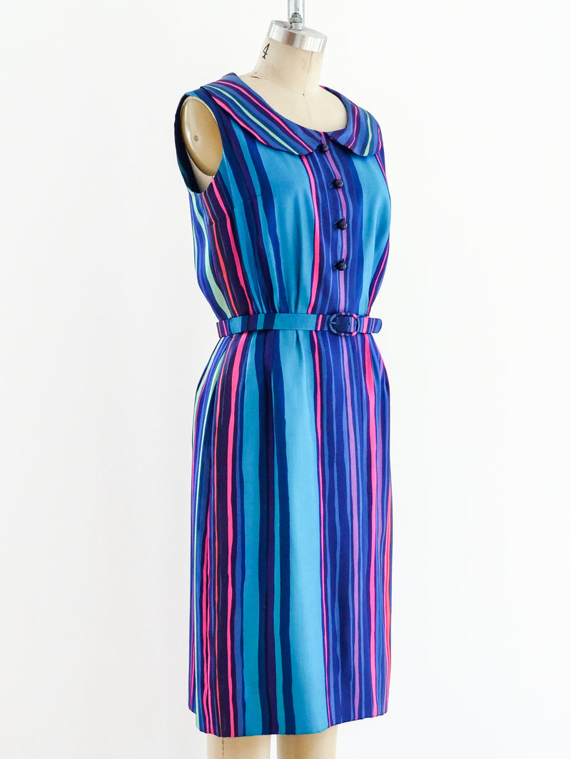 Oleg Cassini Striped Silk Sleeveless Dress Dress arcadeshops.com