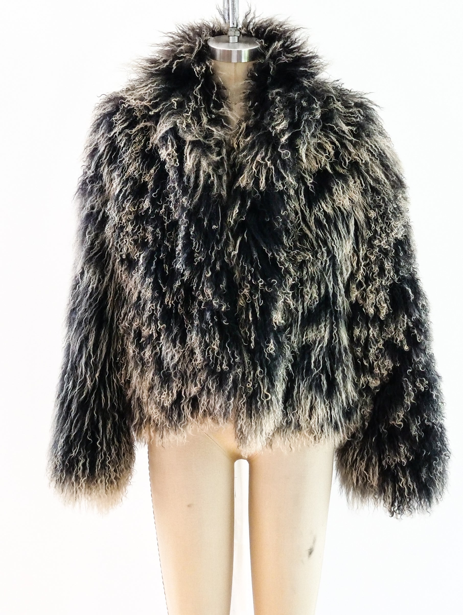 Black mongolian outlet lamb fur coat