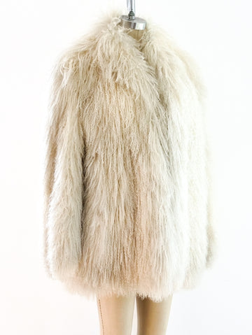 Nora White Mongolian Lamb Fur Jacket: FurHatWorld.com