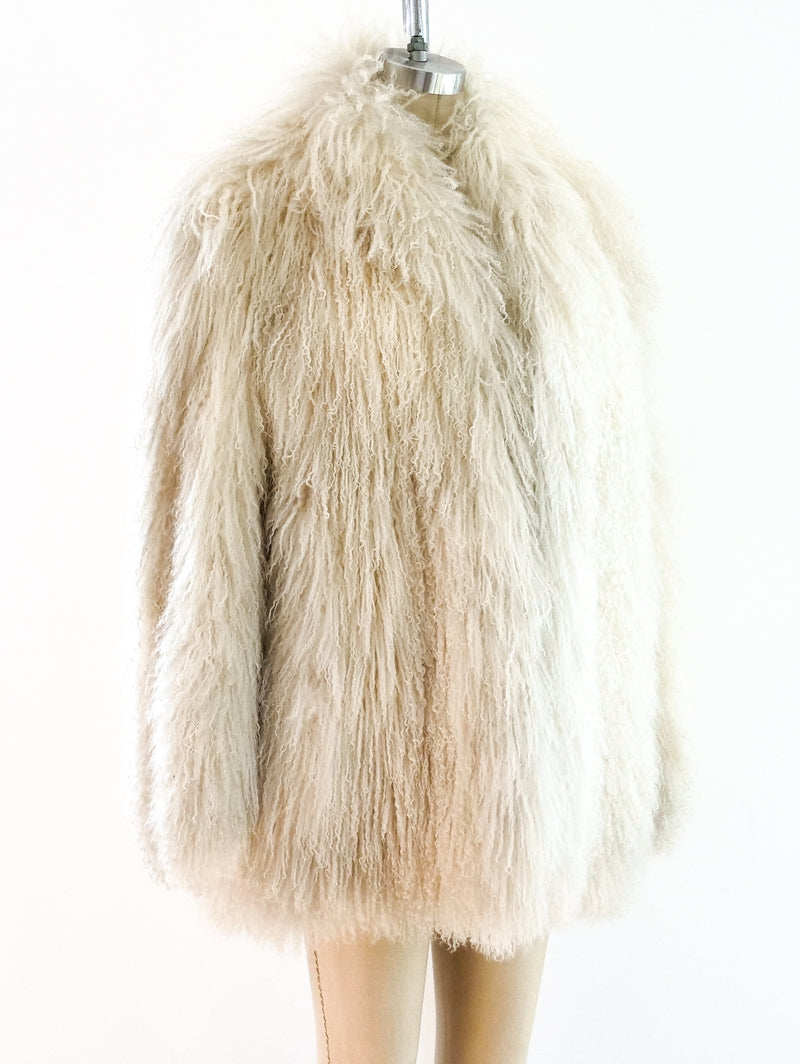 White Mongolian Lamb Fur Coat Jacket arcadeshops.com