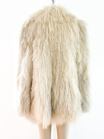 Nora White Mongolian Lamb Fur Jacket: FurHatWorld.com