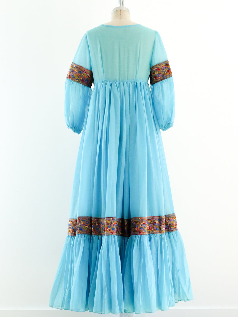 Turquoise Embroidered Trapeze Dress Dress arcadeshops.com