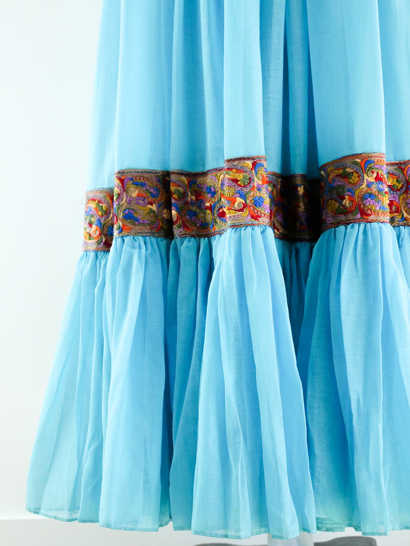 Turquoise Embroidered Trapeze Dress Dress arcadeshops.com