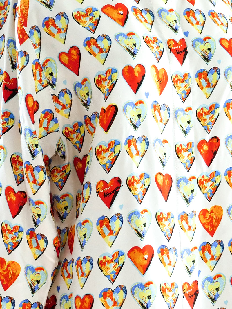 Gianni Versace Silk Heart Print Blouse Top arcadeshops.com