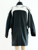 Black and White Longline Leather Jacket Jacket arcadeshops.com