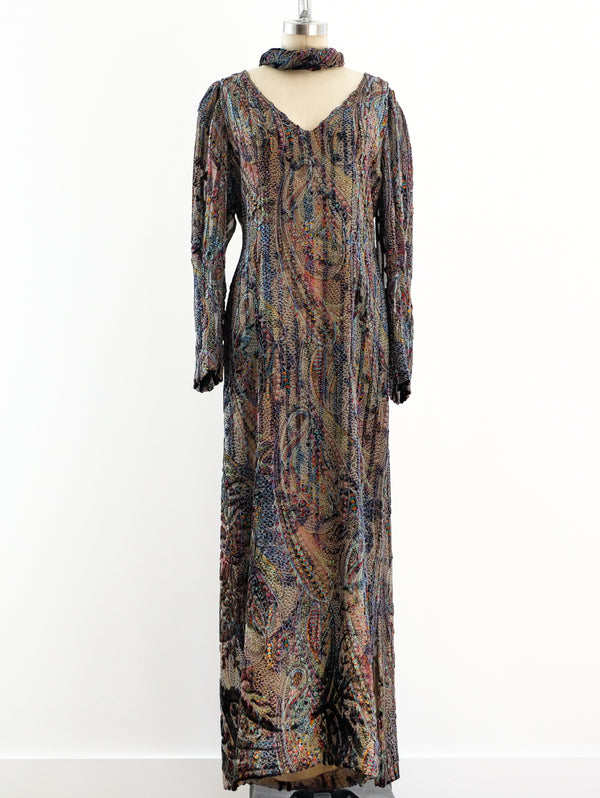 Pauline Trigere Devore Velvet Paisley Dress Dress arcadeshops.com