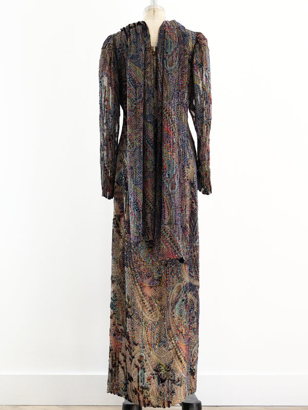 Pauline Trigere Devore Velvet Paisley Dress Dress arcadeshops.com