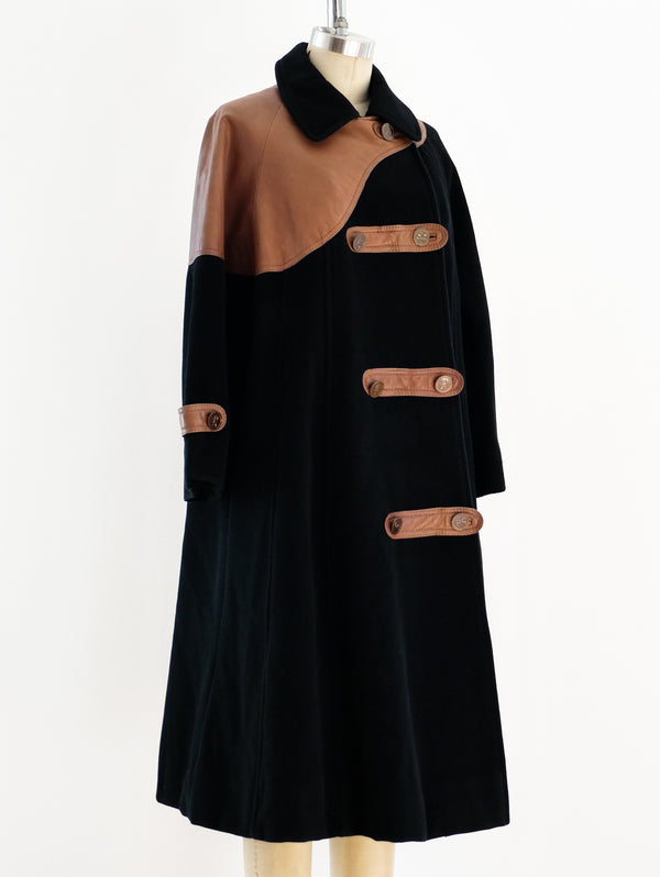 Roberta di Camerino Wool and Leather Coat Jacket arcadeshops.com