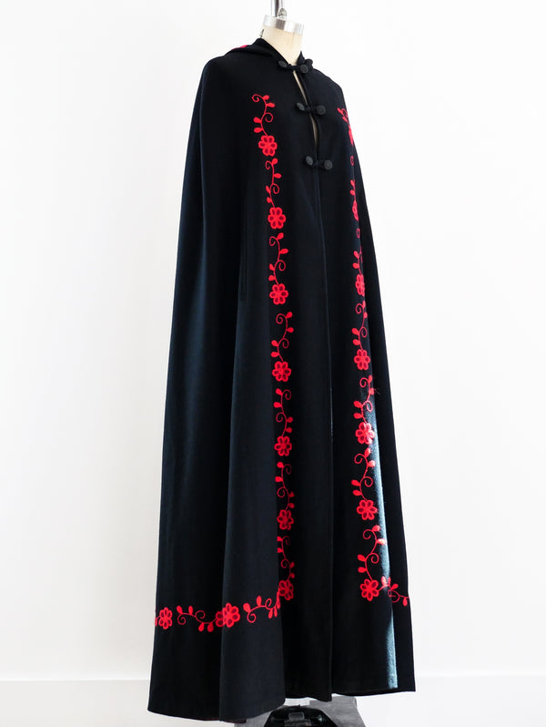 Wool Floral Embroidered Cape Jacket arcadeshops.com