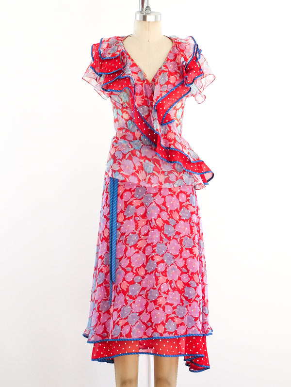 Koos Van Den Akker Wrap Style Floral Ensemble Suit arcadeshops.com