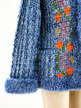 Indigo Floral Hand Knit Jacket Jacket arcadeshops.com