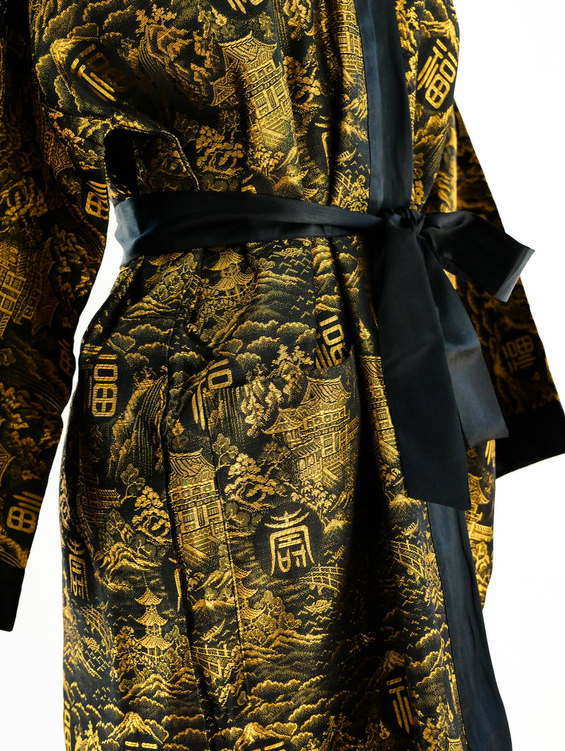 Gold Jacquard Chinese Robe Jacket arcadeshops.com