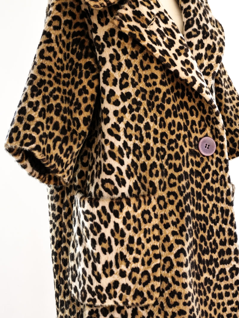 Faux Leopard Fur Swing Coat Jacket arcadeshops.com