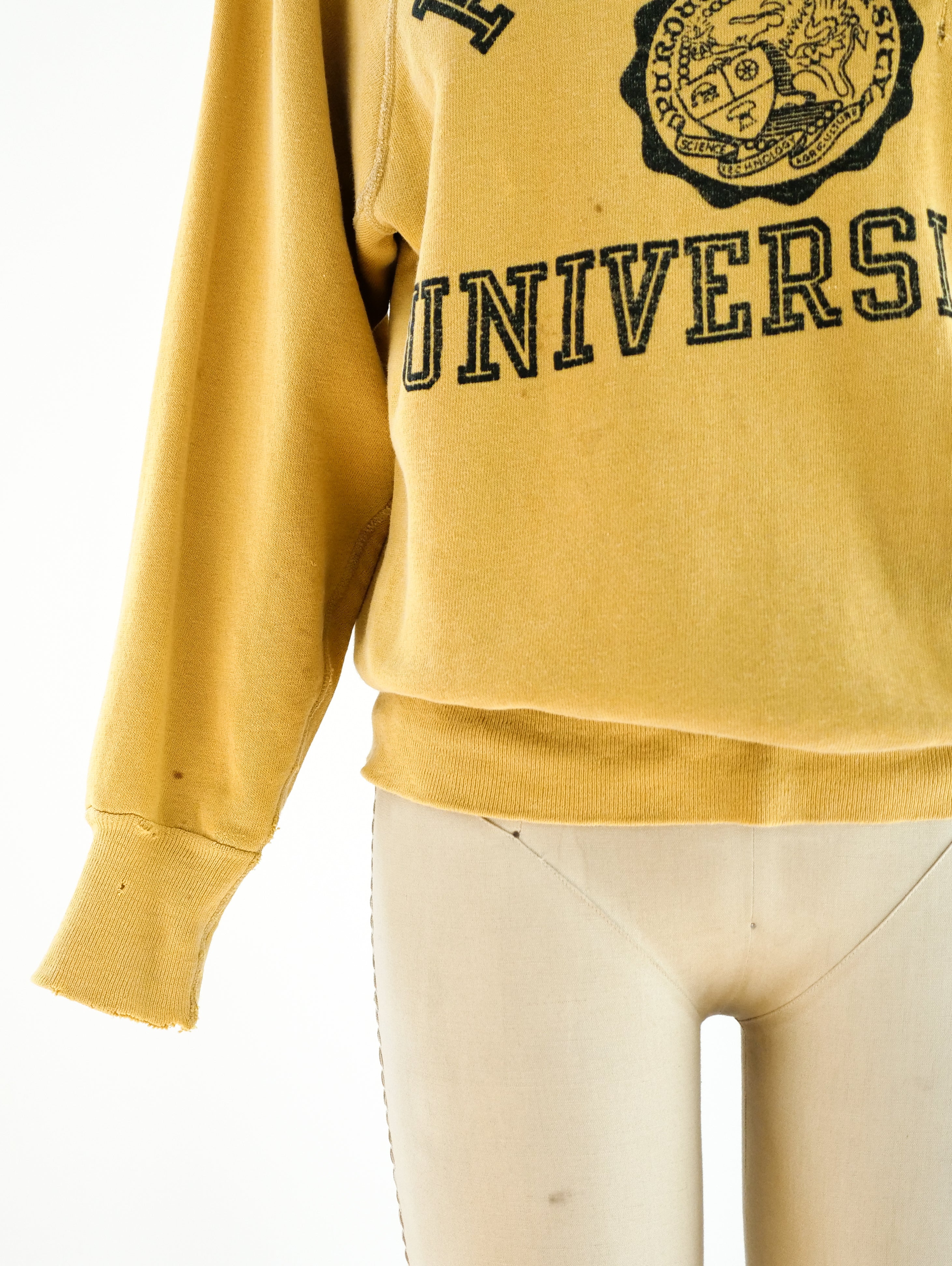 【1960s vintage】PURDUE UNIV イエロー スウェット Vtg 80s Jerzees Purdue University Spell Out Yellow Hoodie