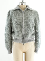 Grey Zip Front Bomber Sweater Jacket arcadeshops.com