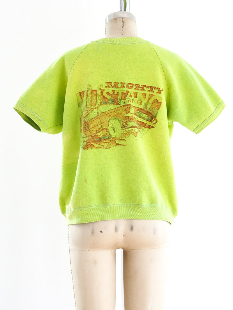 Neon Green Mustang Short Sleeve Sweatshirt T-shirt arcadeshops.com
